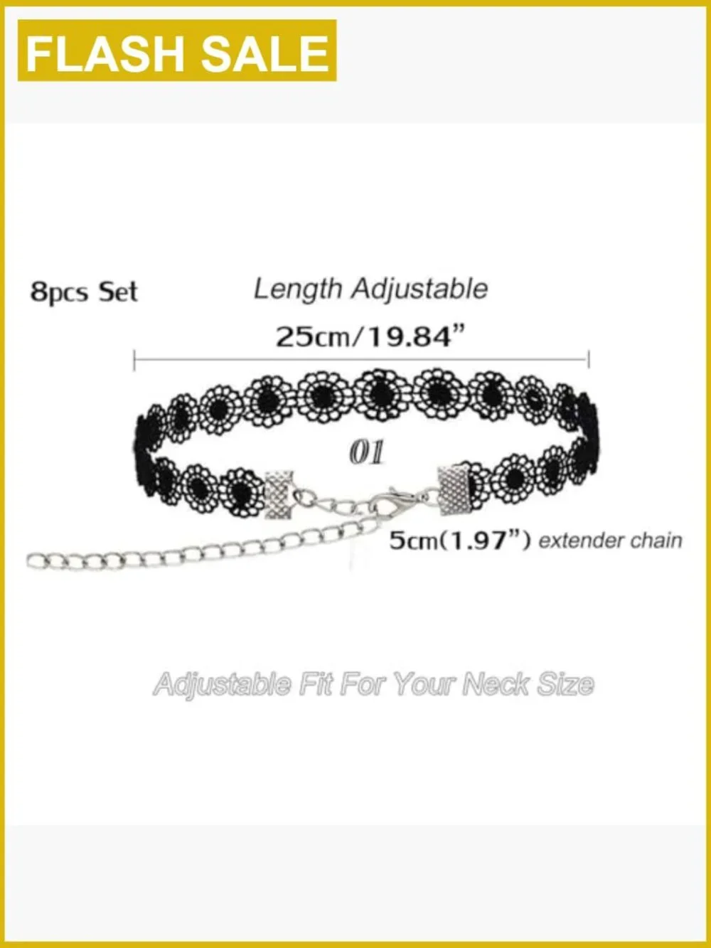 8-Piece Kids Choker Necklace Set - Velvet, Lace, Gothic Styles